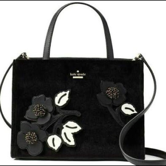 kate spade Handbags - Kate Spade Embellished Black Velvet Satchel